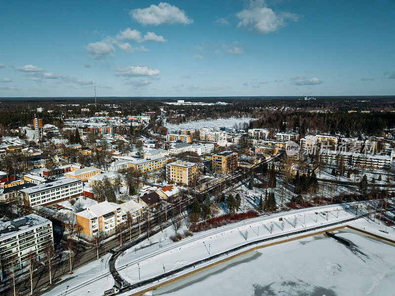 2018年冬季，芬兰乌西考彭基鸟瞰图