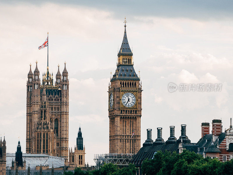 英国伦敦的著名景点——大本钟和议会大厦