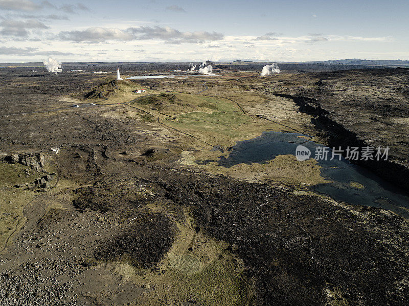 冰岛雷克雅内斯半岛的Gunnhuver火山景观