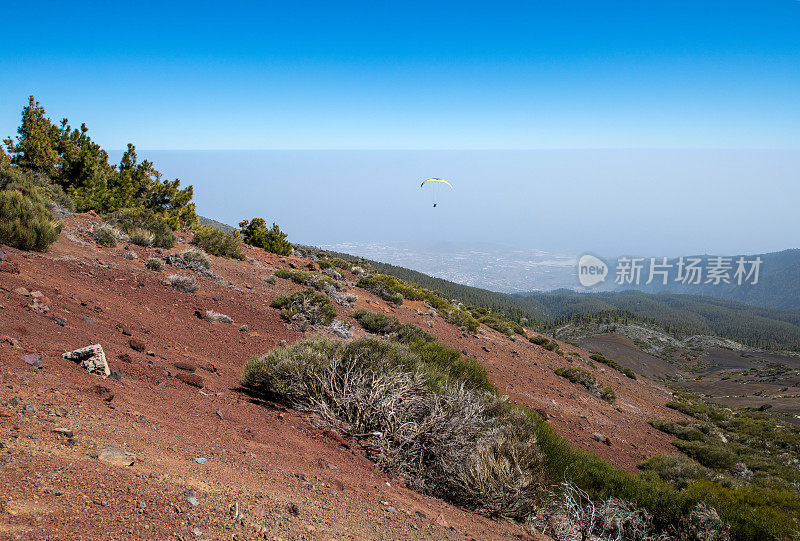 从泰达火山下飞往西班牙特内里费岛上的马尔佩斯湖