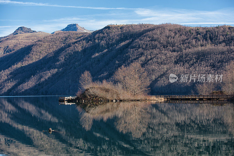 圣海伦斯山冷水湖上的小山丘