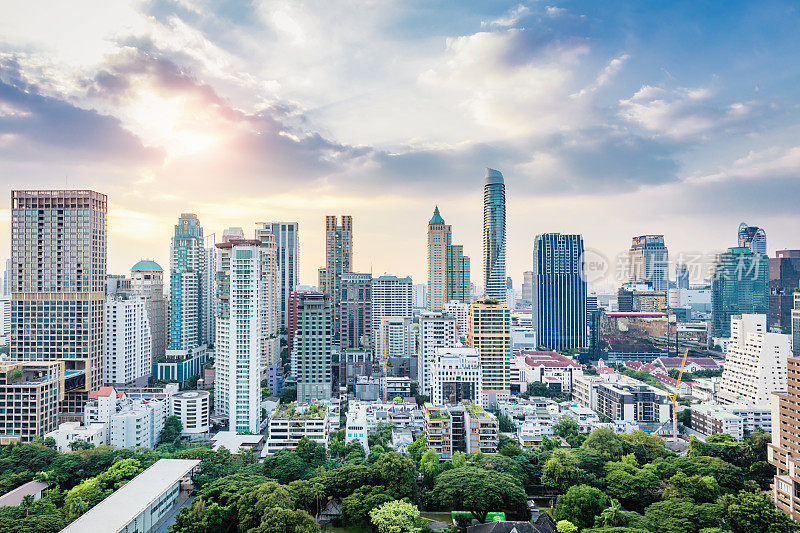 曼谷城市景观在天天际线泰国
