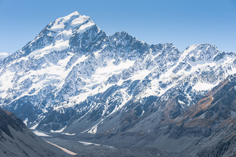 新西兰风景优美的库克山在夏季以新西兰南岛的自然景观为背景