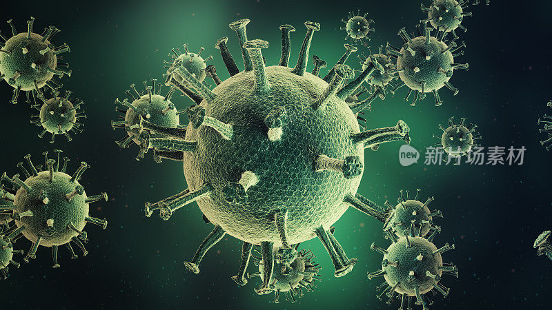 冠状病毒Covid-19拷贝空间绿色库存照片