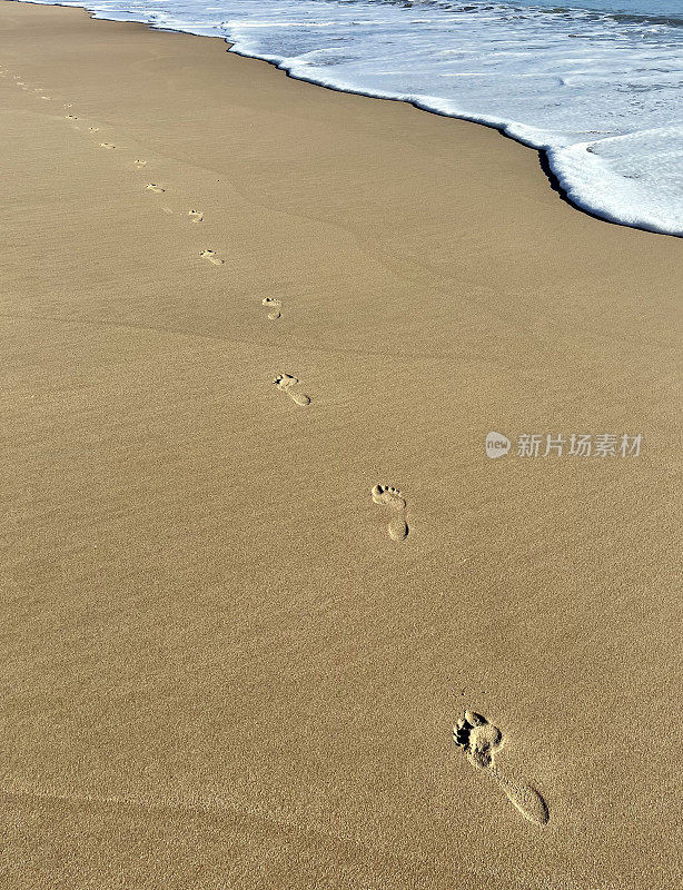 英国，多塞特，普尔湾，南海岸沙滩上的脚印