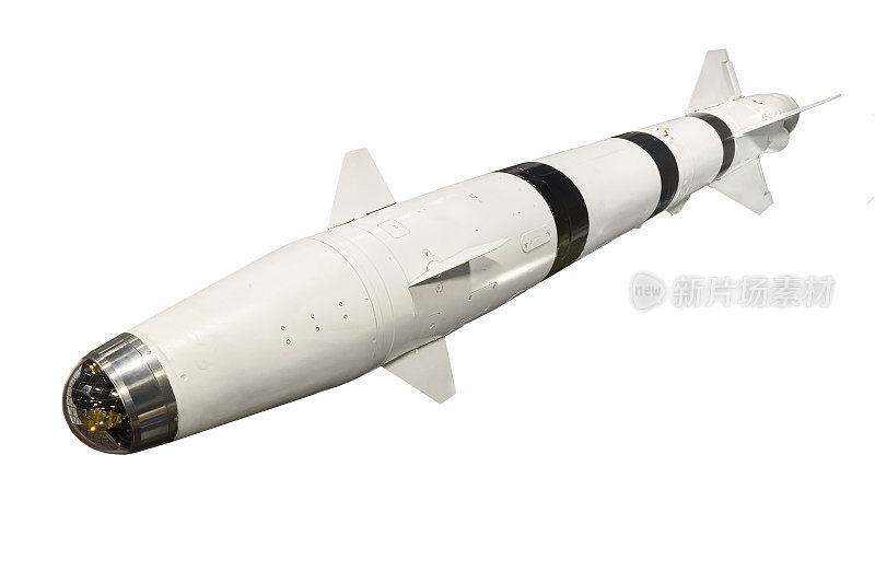 白底导弹在白底孤立的白底上装有弹头的导弹大规模杀伤性武器，化学武器，核武器。大炮火箭炸弹