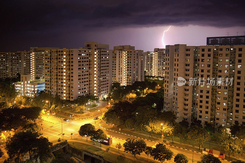 新加坡裕廊西上空闪电