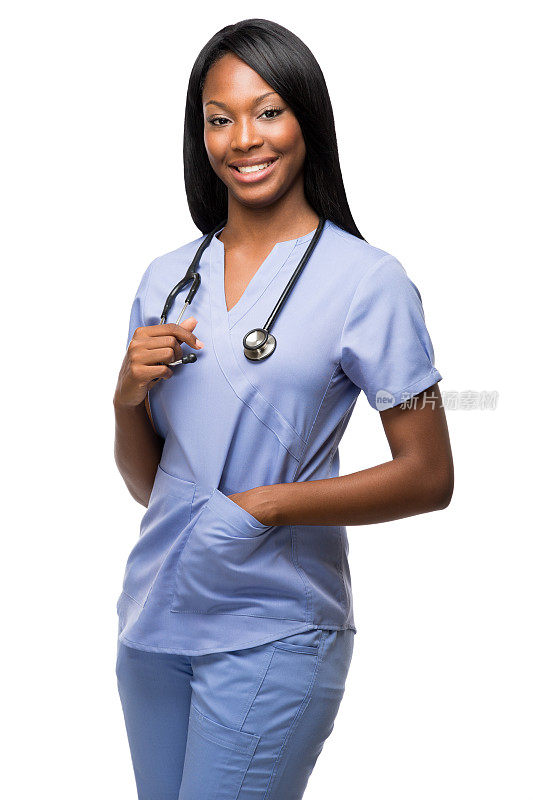 非裔美国护士微笑