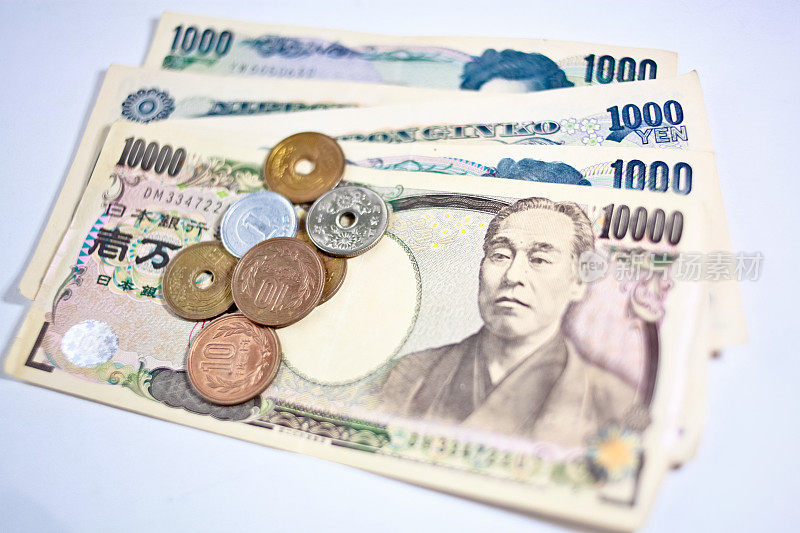 日元纸币和硬币