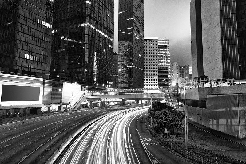 香港建筑物及街道夜景