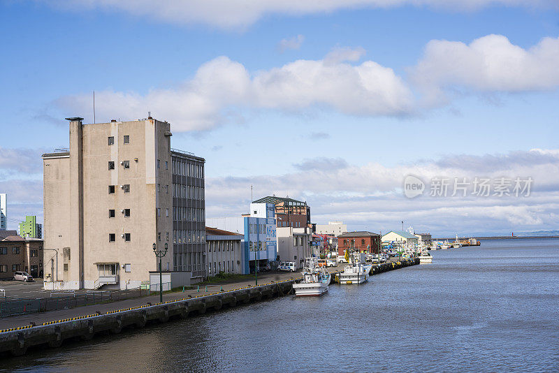 从Nusamai桥到日本北海道钏路市中心的景色