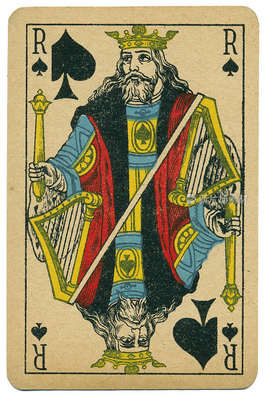 优雅的罗伊黑桃国王比尔曼扑克牌比利时1910