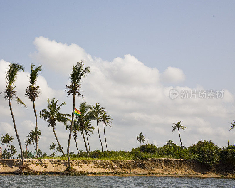 加纳:海滩景色，沃尔塔河口三角洲