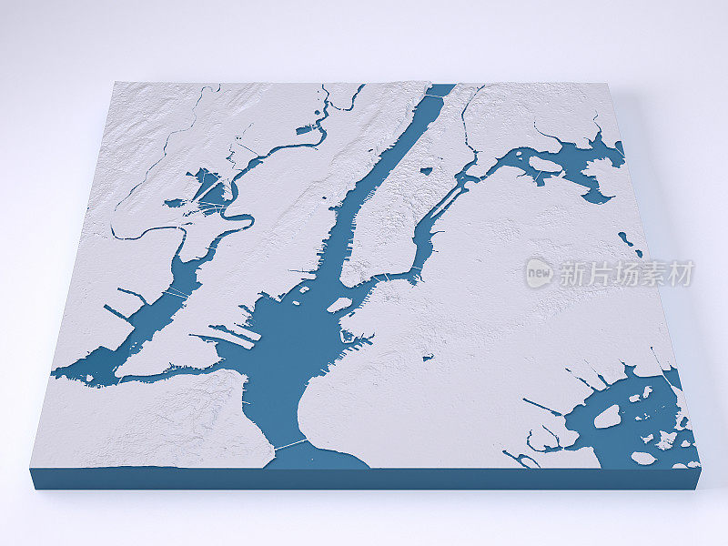 纽约市3D模型地形图白色正面