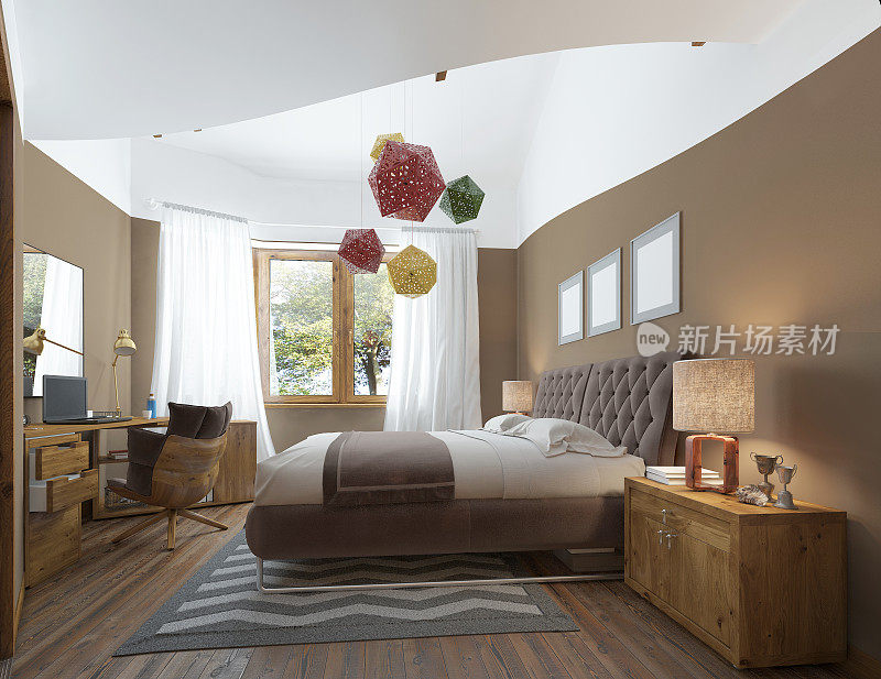 现代风格的卧室用现代风格的床头柜搭配