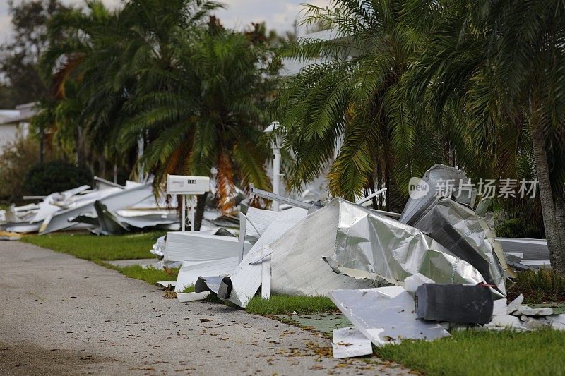 飓风艾玛造成的碎石破坏