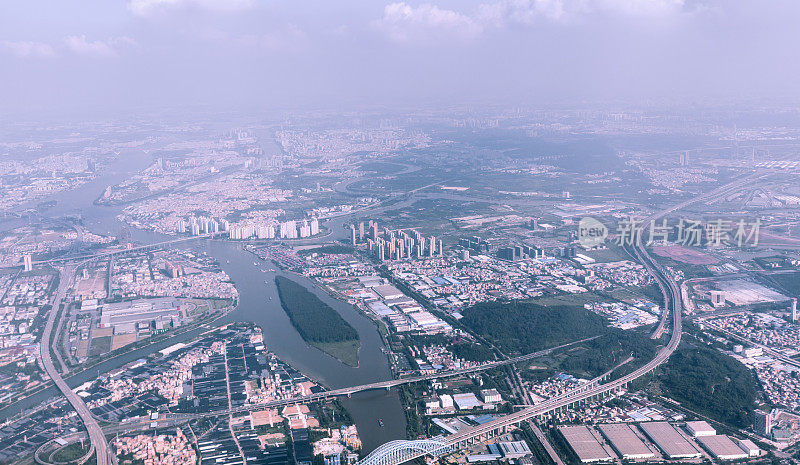 中国广州城市鸟瞰图