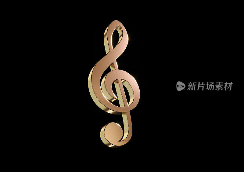 3D渲染黄金音乐符号