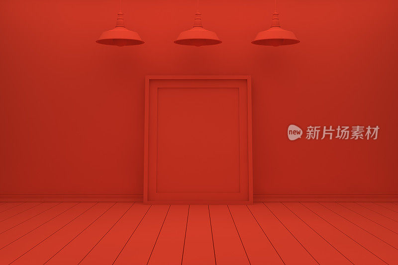 红色客厅的空框架