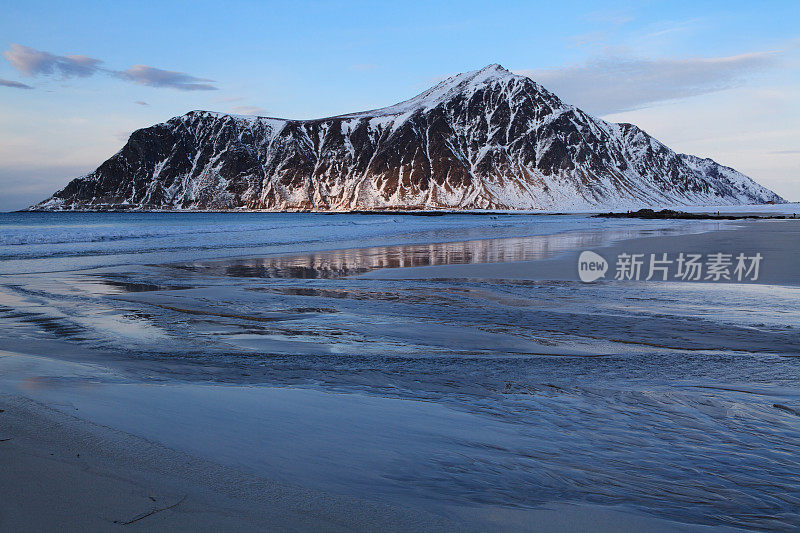 罗浮敦群岛的斯卡桑登海滩