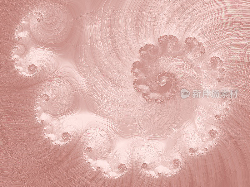 漩涡玫瑰金螺旋鹦鹉螺海贝抽象分形艺术闪闪的千禧粉苍白渐变波浪图案