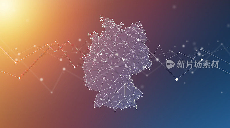 德国地图几何网络多边形图形背景