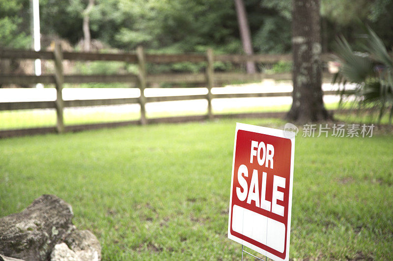 在待售房屋的空地或前院的房地产标志。