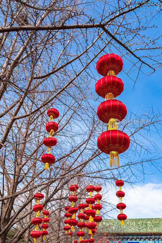 中国红灯笼挂在节日庆祝活动，中国风格的红灯笼