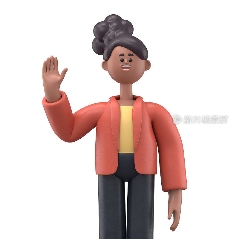 一个思考的非洲裔美国女人可可的3D插图与大问号在语音泡沫。卡通人物解决问题、感到疑惑或犹豫的肖像。寻找和寻找解决方案的概念。白色背景上的3D渲染。