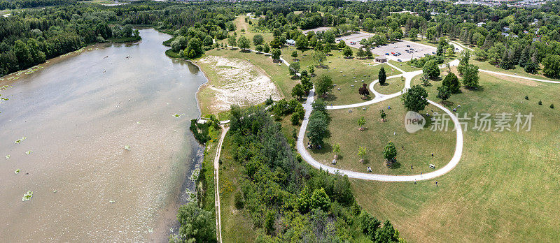 空中米尔恩水坝保护公园和407号公路，马卡姆，加拿大