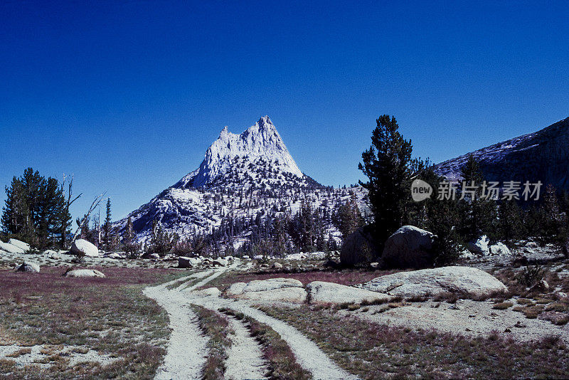 以大教堂山峰为背景的约塞米蒂徒步小径