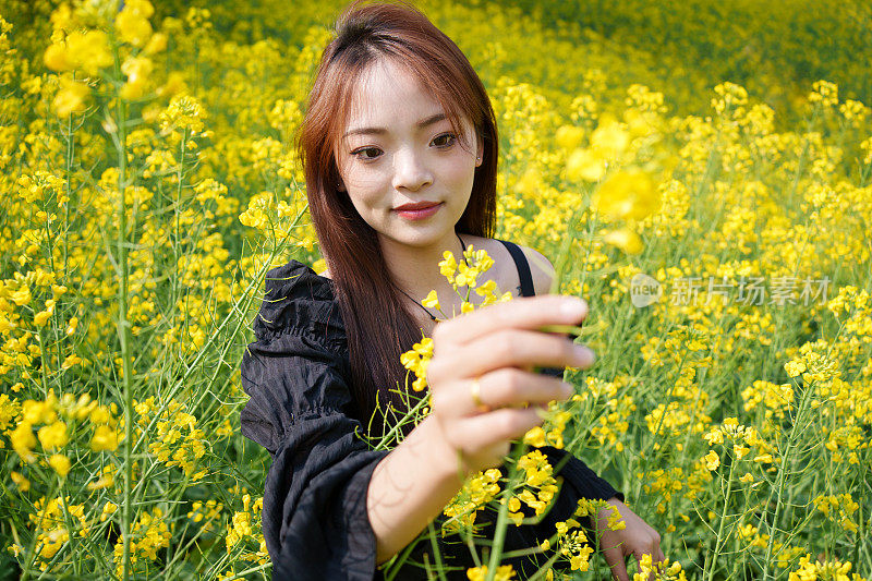 花丛中的美女