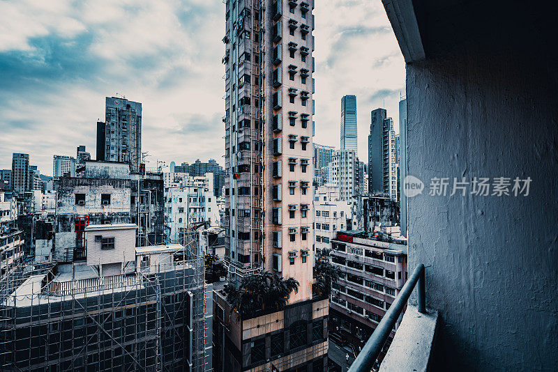 香港拥挤的住宅公寓楼