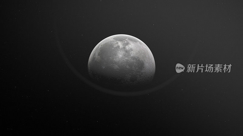 这是一幅壮观的月食图片，一束明亮的光线从后面照射过来