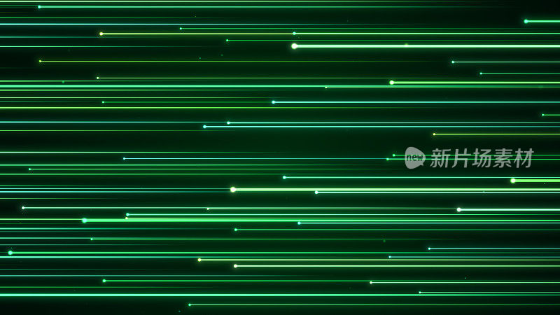 绿色能源之星光迹背景，长曝光快速条纹线运动，彩色未来主义发光速度霓虹灯背景，未来可再生能源技术概念3d渲染