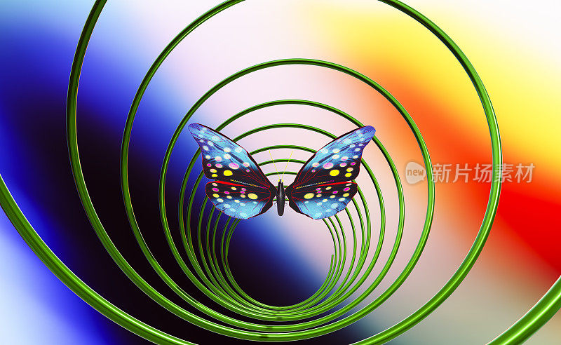 基因进化的蝴蝶和DNA螺旋