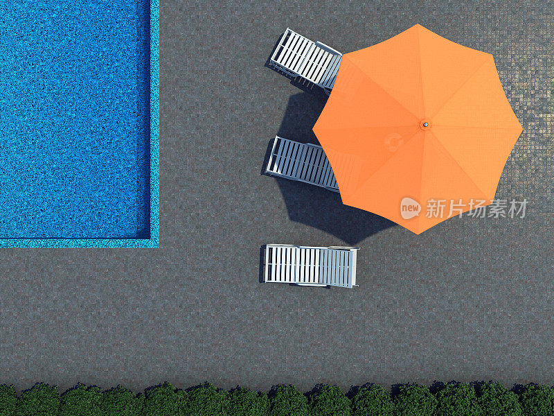 游泳池和遮阳视图