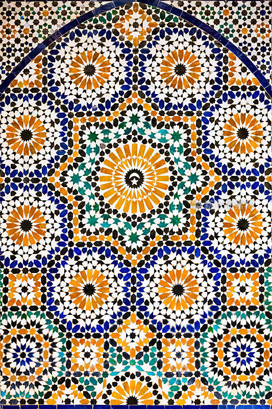 摩洛哥马拉喀什，马德瑞萨·阿里·本·优素福的阿拉伯马赛克