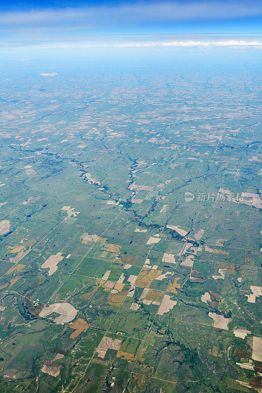 鸟瞰图堪萨斯附近与密苏里州的边界。