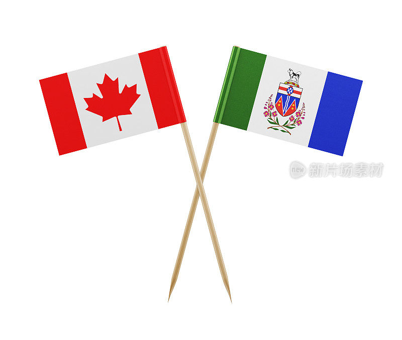小加拿大和育空旗上的牙签