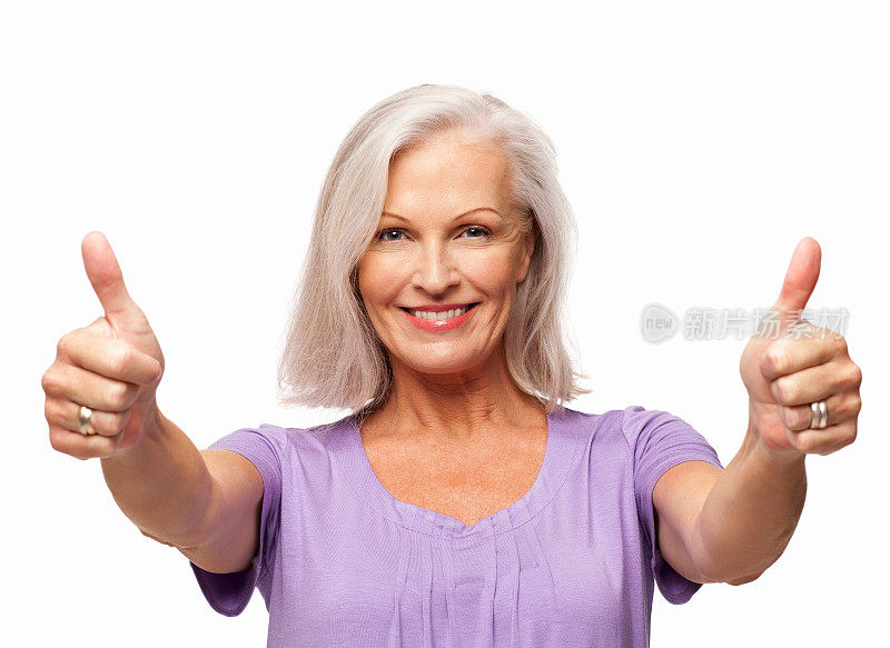 年长女性竖起大拇指――孤立