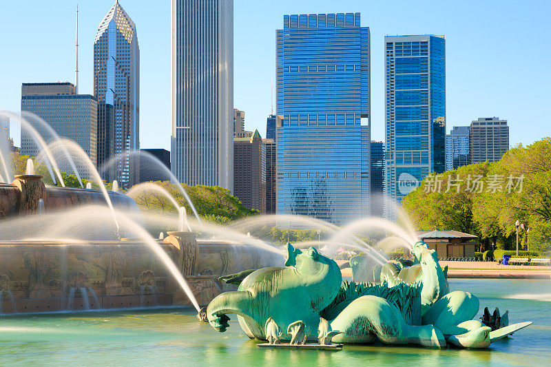 白金汉喷泉和芝加哥的城市景观