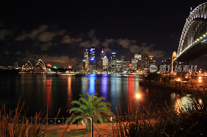 悉尼天际线夜间全景图