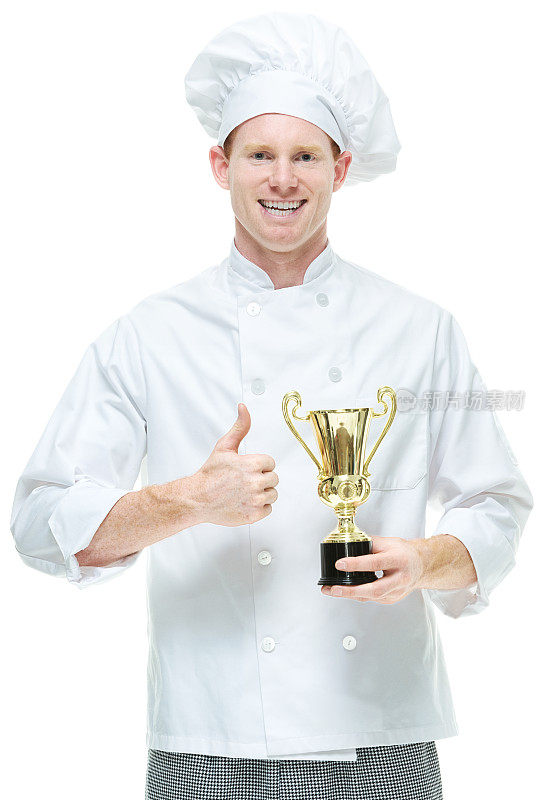 微笑的厨师竖起大拇指