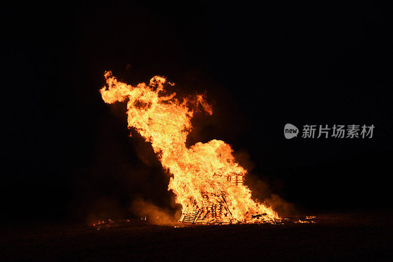 夜间火灾特写镜头