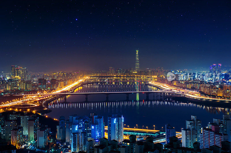 韩国首尔的天际线。