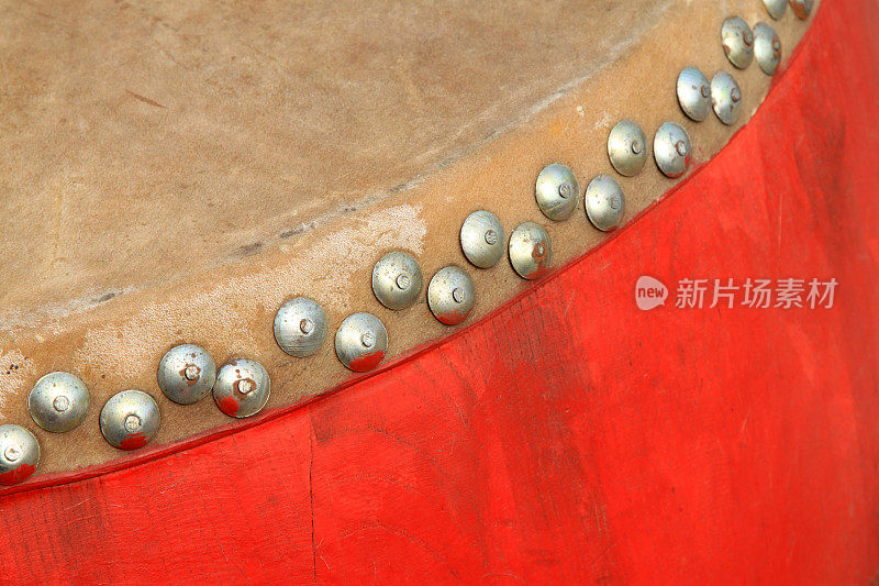 打击乐器-中国大鼓，特写图片。