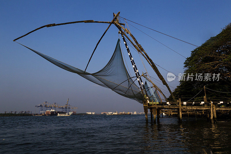 中国渔网，科钦，喀拉拉邦-印度。