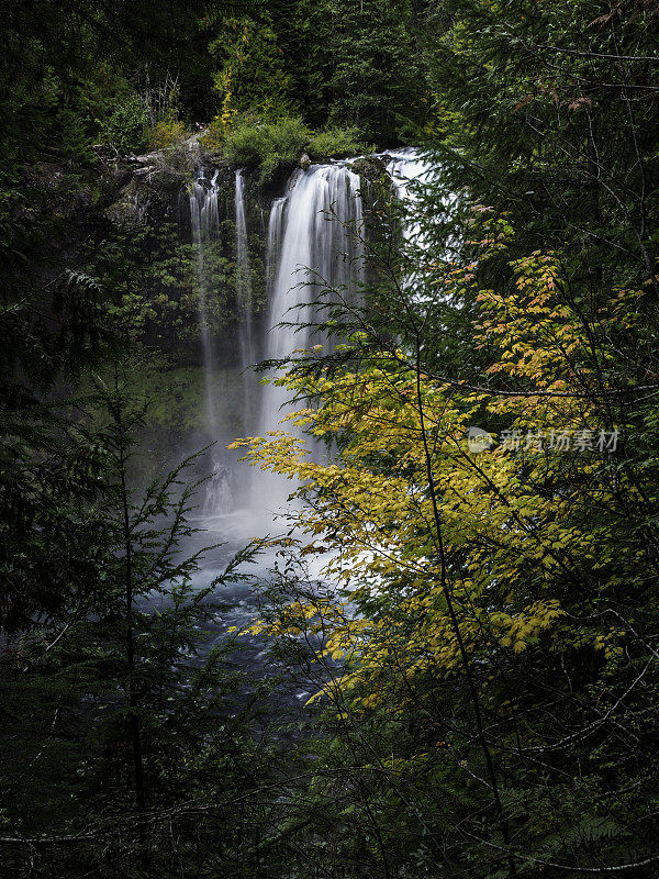 秋天，俄勒冈州的萨哈利瀑布