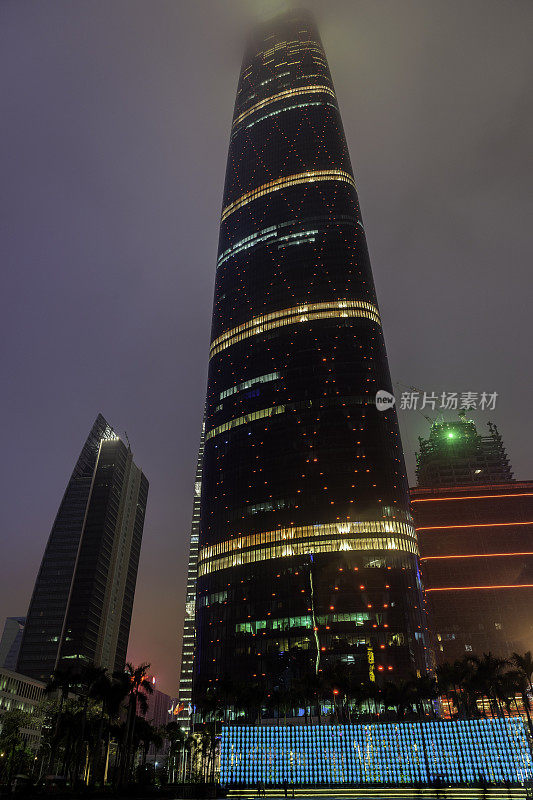 夜景，美丽的建筑和广州，中国，中国南方